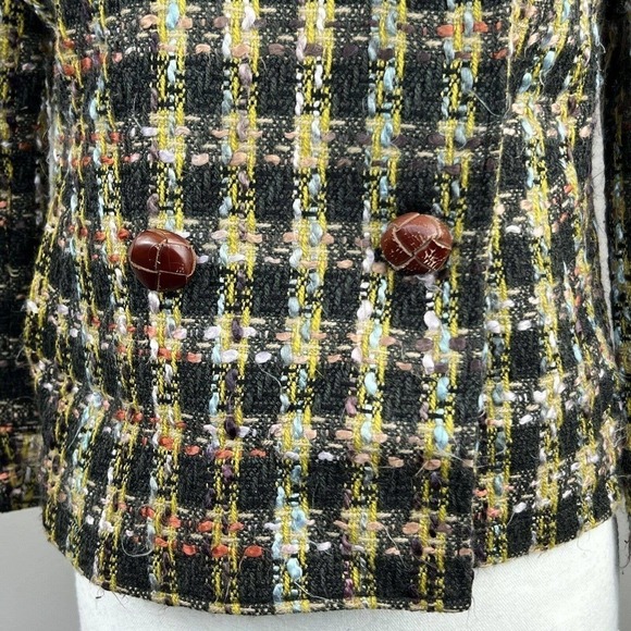 Millard Fillmore Green Houndstooth Tweed Cropped Blazer Jacket Size M - Picture 7 of 16